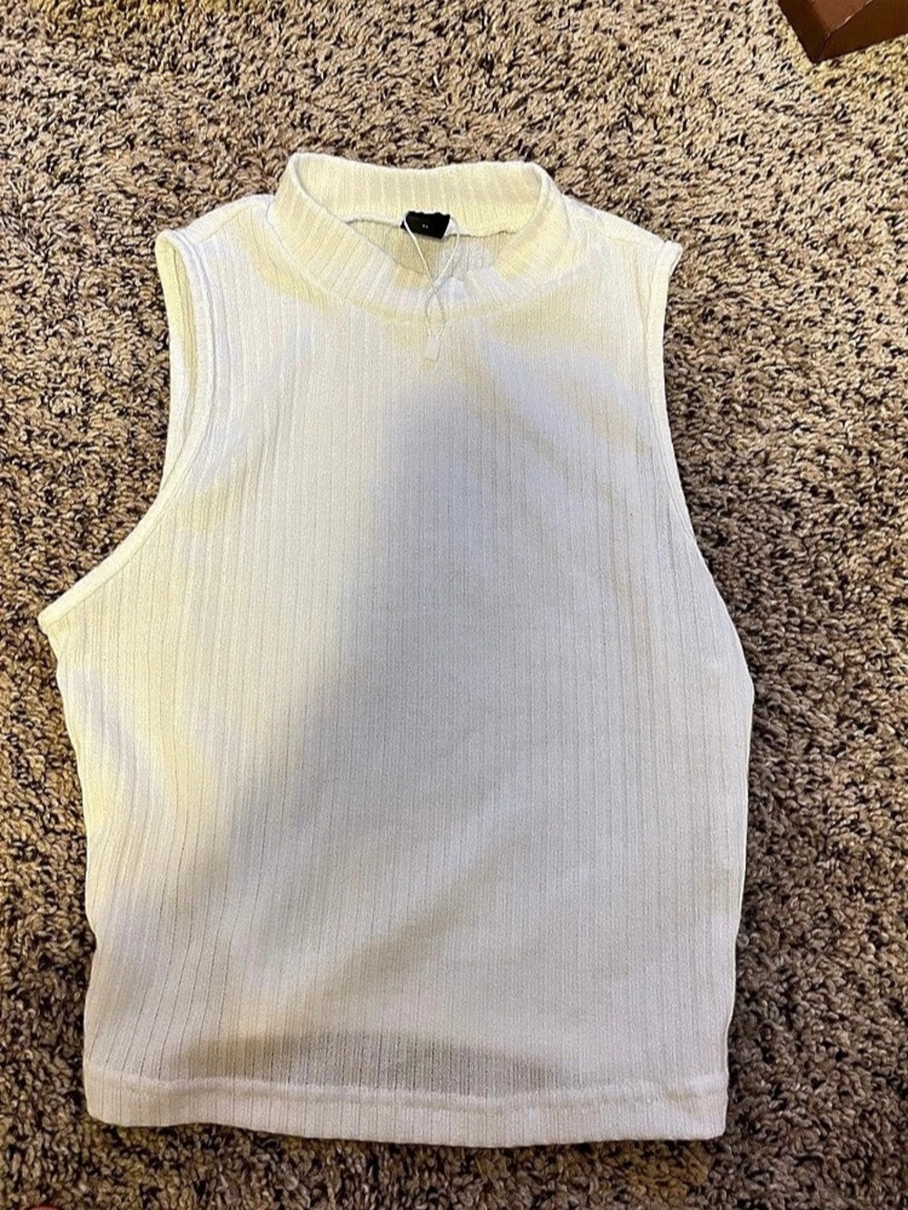 SHEIN Mock Neck Rib-Knit Tank Top White
